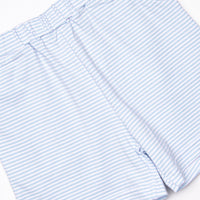 White Cap Waves Embroidered Short Set, Blue