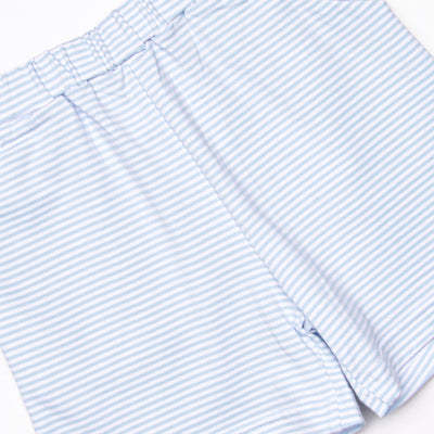 White Cap Waves Embroidered Short Set, Blue
