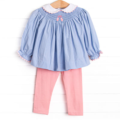 Dancing Shoes Smocked Legging Set, Blue