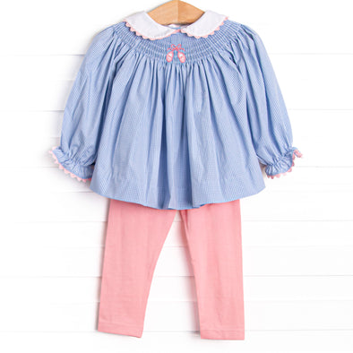 Dancing Shoes Smocked Legging Set, Blue