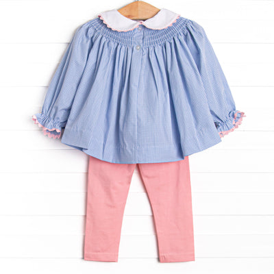 Dancing Shoes Smocked Legging Set, Blue