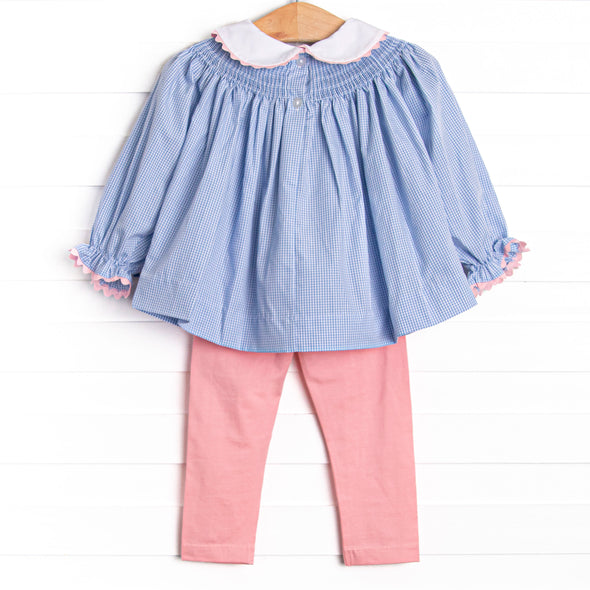 Dancing Shoes Smocked Legging Set, Blue