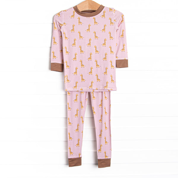Giraffe Giant Bamboo Pajama Set, Pink