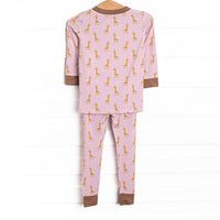 Giraffe Giant Bamboo Pajama Set, Pink