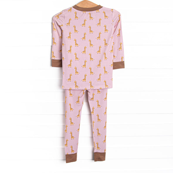 Giraffe Giant Bamboo Pajama Set, Pink