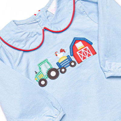 Hard Days Work Applique Dress, Blue