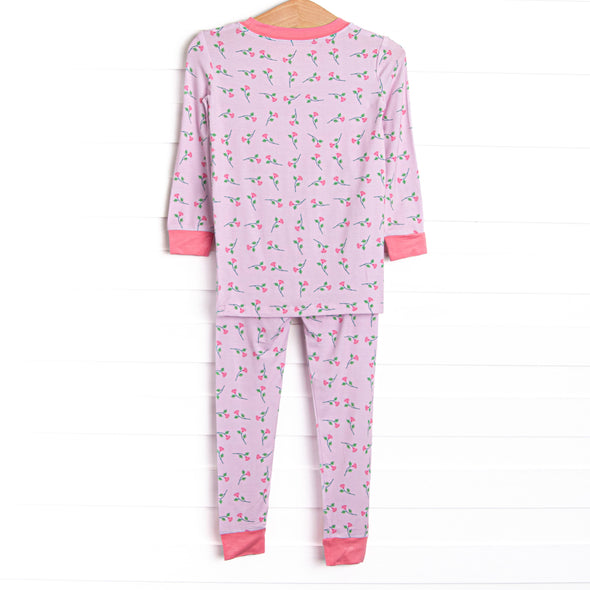 Sweet Pea Stems Bamboo Pajama Set, Pink