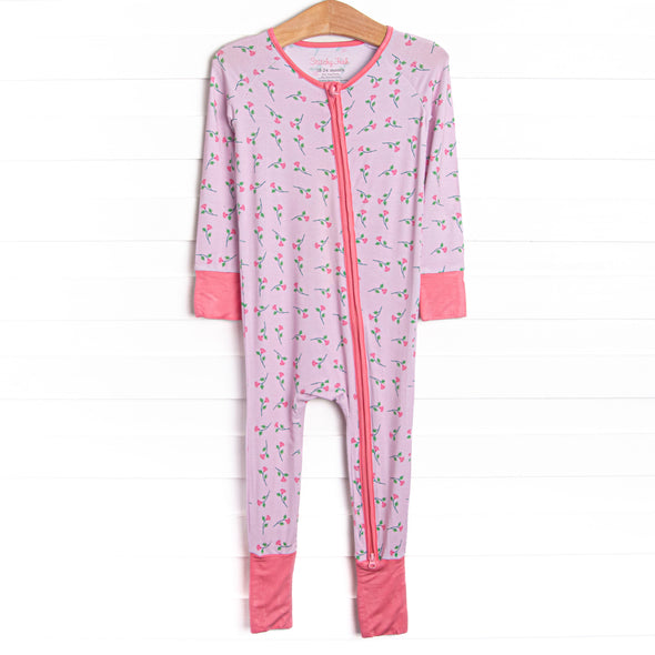Sweet Pea Stems Bamboo Zippy Pajama, Pink