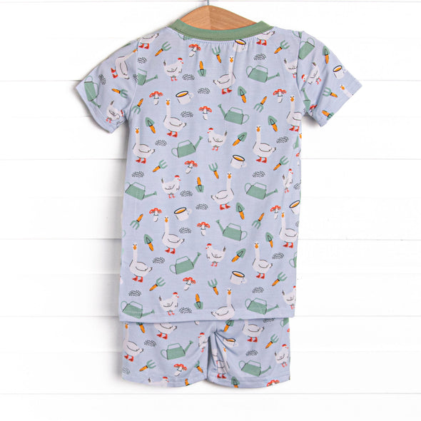 Feed Time Farmer Bamboo Pajama Short Set, Blue