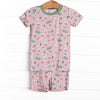 Feed Time Farmer Bamboo Pajama Short Set, Pink