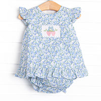 Strawberry Bliss Smocked Diaper Set, Blue