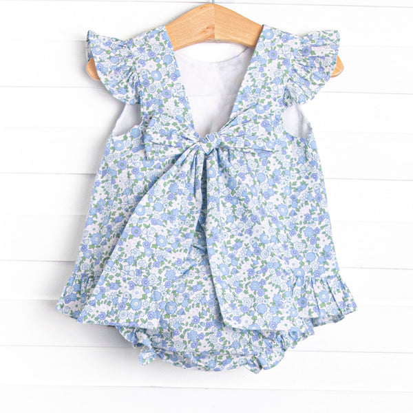 Strawberry Bliss Smocked Diaper Set, Blue