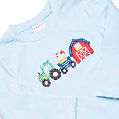 Hard Days Work Applique Top, Blue