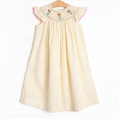 Saltwater Maidens Smocked Bishop Dress, Yellow