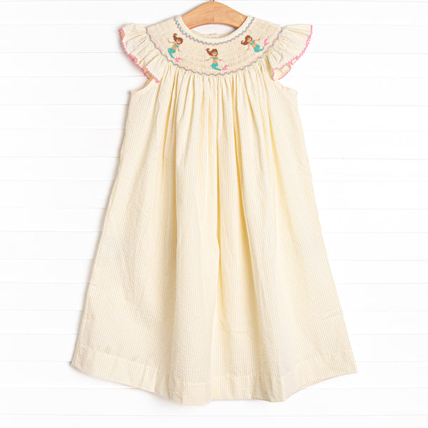 Saltwater Maidens Smocked Bishop Dress, Yellow