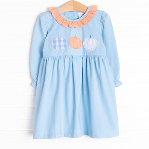 Hello Fall Applique Dress, Blue