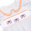 Spooky Spider Smocked Bubble, Navy Bitty Dot