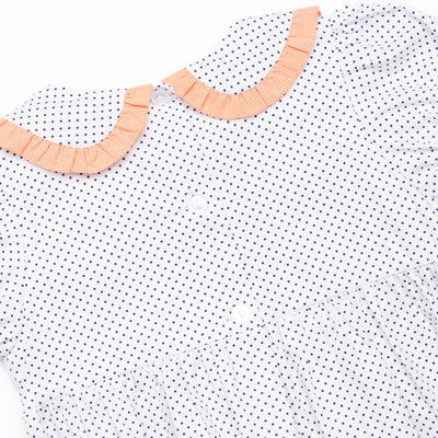 Spooky Spider Smocked Dress, Navy Bitty Dot