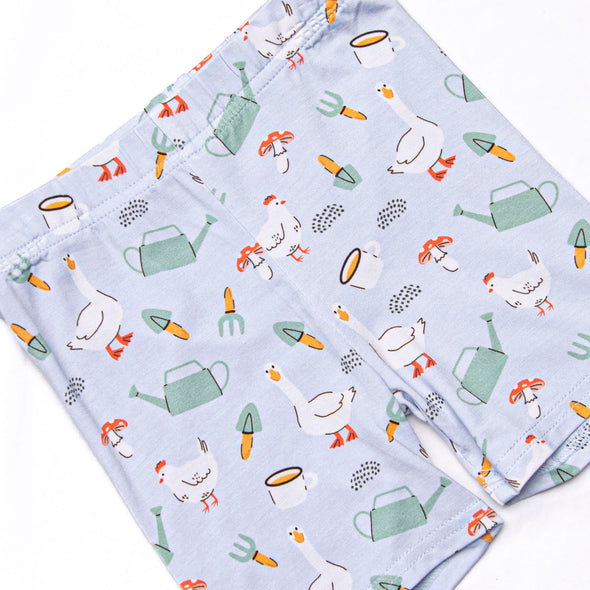 Feed Time Farmer Bamboo Pajama Short Set, Blue