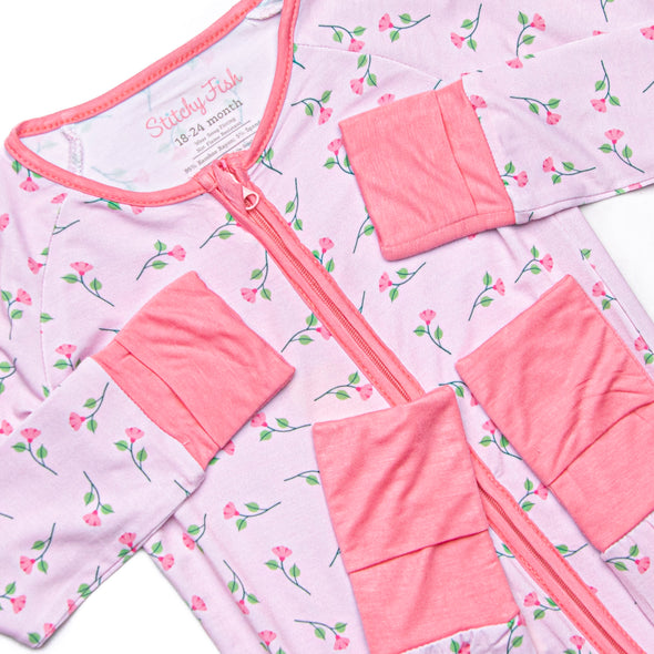 Sweet Pea Stems Bamboo Zippy Pajama, Pink