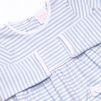 Lexie Pocket Bubble, White and Light Blue Stripe