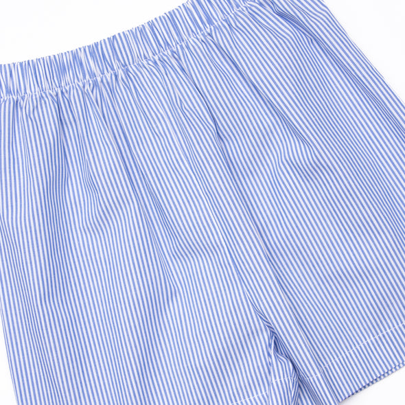Friendly Ghost Embroidered Short Set, Blue