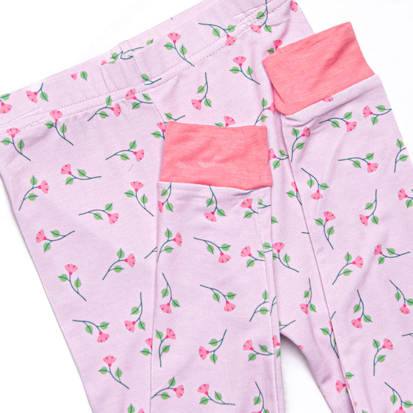 Sweet Pea Stems Bamboo Pajama Set, Pink