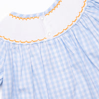 Happy Harvest Smocked Diaper Set, Blue Check