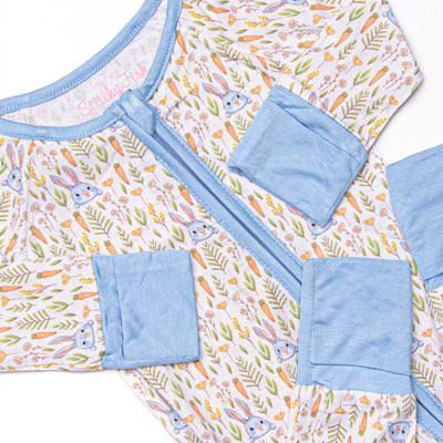 Cottontails and Carrots Bamboo Zippy Pajama, Blue