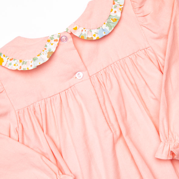 Fall Floral Harvest Applique Dress, Pink
