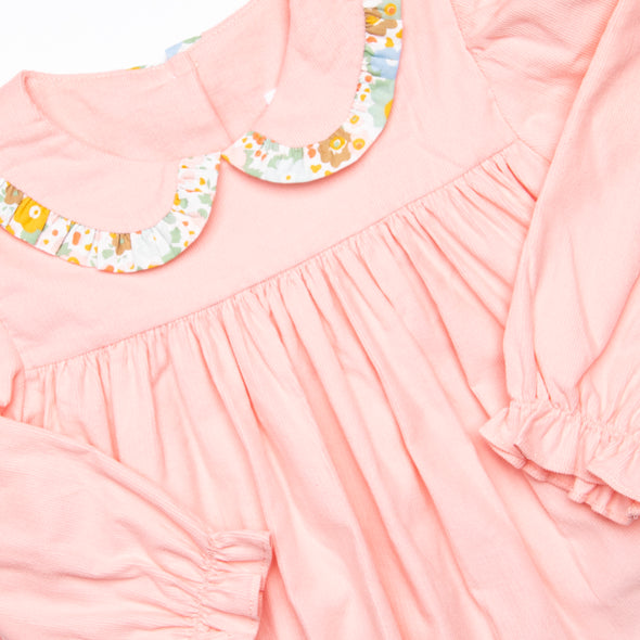 Fall Floral Harvest Applique Dress, Pink