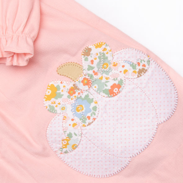 Fall Floral Harvest Applique Dress, Pink