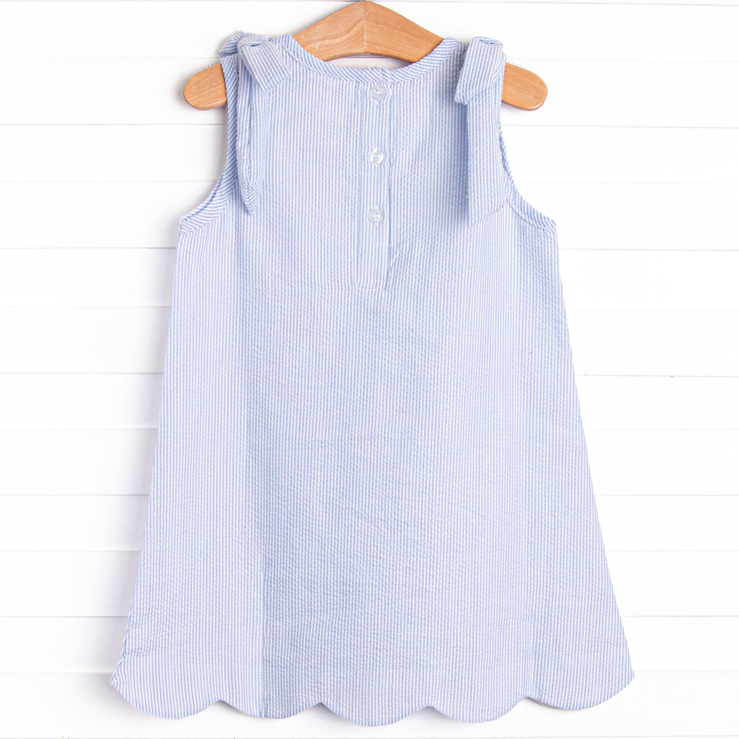Girl's Southern Seersucker Dress in Blue size 12 | Stitchy Fish Girl's Southern Seersucker Dress in Blue size 12 | Stitchy Fish