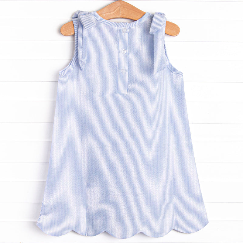 blue white seersucker dress "Maya" Seersucker Dress (Navy/White)
