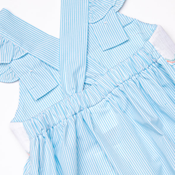 Marine Mammals Smocked Dress, Aqua