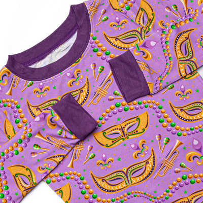 Mystical Masks Bamboo Pajama Set, Purple
