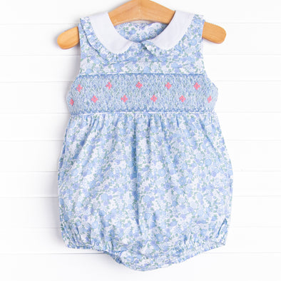 Raleigh Rose Buds Smocked Bubble, Blue