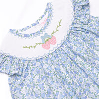 Strawberry Bliss Smocked Legging Set, Blue