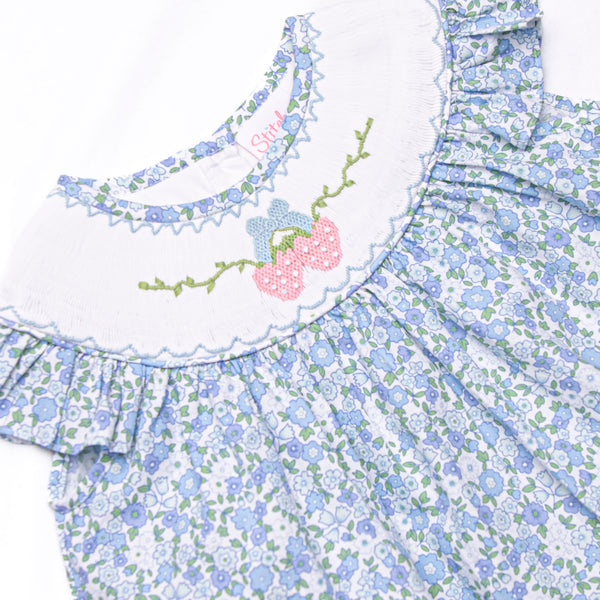 Strawberry Bliss Smocked Legging Set, Blue