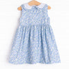 Raleigh Rose Buds Smocked Dress, Blue