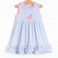Back in Time Applique Dress, Blue Stripe