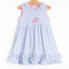 Back in Time Applique Dress, Blue Stripe