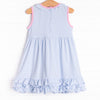 Back in Time Applique Dress, Blue Stripe