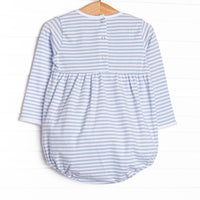 Lexie Pocket Bubble, White and Light Blue Stripe