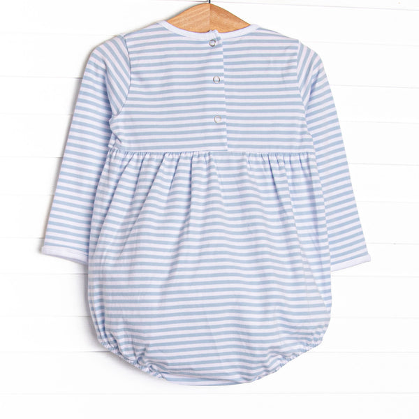 Lexie Pocket Bubble, White and Light Blue Stripe