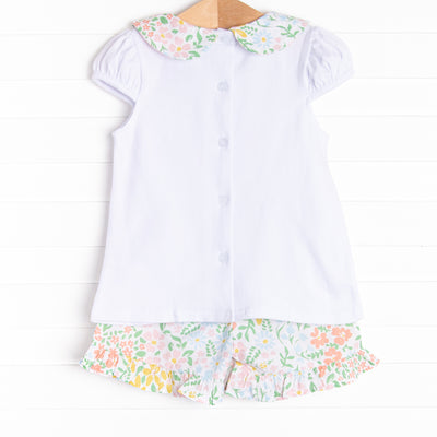 Bouquet Bundles Applique Ruffle Short Set, Pink