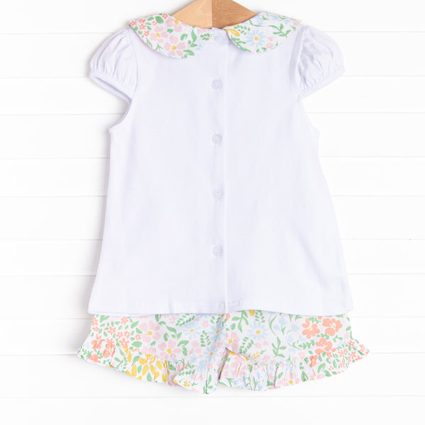 Bouquet Bundles Applique Ruffle Short Set, Pink