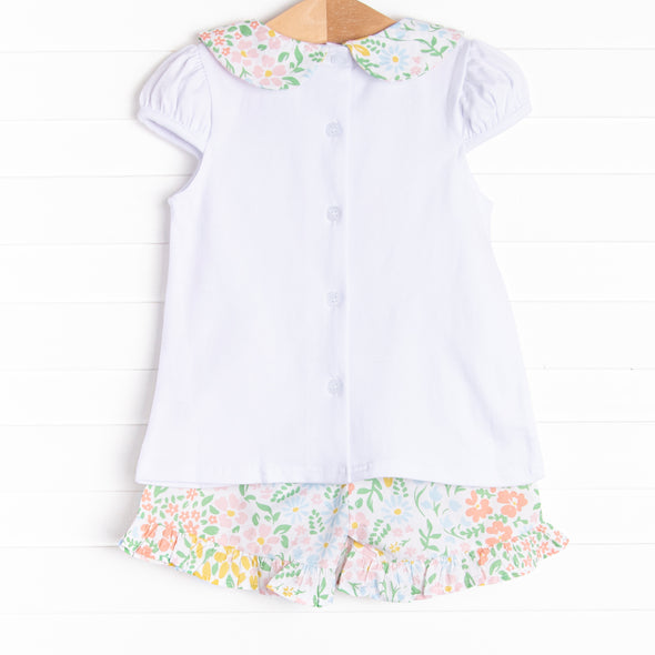 Bouquet Bundles Applique Ruffle Short Set, Pink