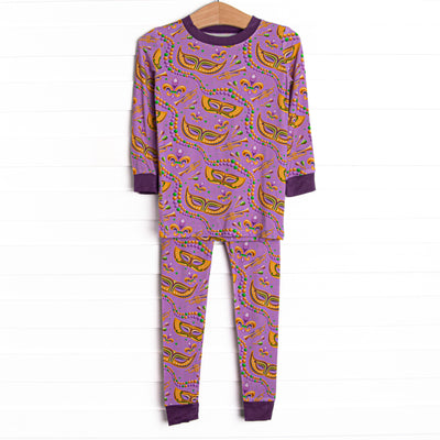 Mystical Masks Bamboo Pajama Set, Purple