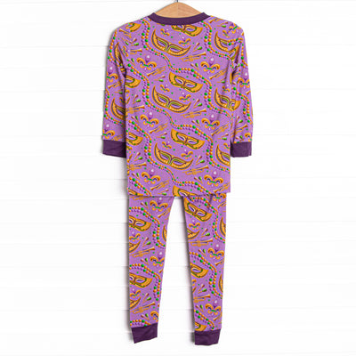 Mystical Masks Bamboo Pajama Set, Purple
